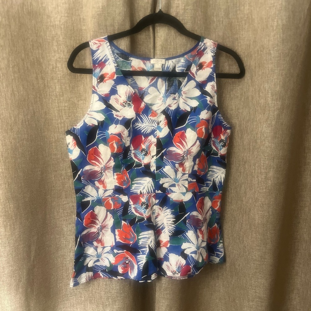 J. Crew Red and White Fitted Sleeveless Tank Top